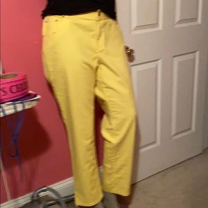 Yellow 5 pocket button zippered skinny jeans